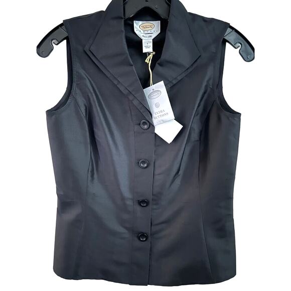Reposh (a bit small): NWT Talbots Size 2 100% Silk Sleeveless Tuxedo Blouse - Picture 7 of 12